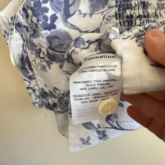 Reformation Teya Linen Two Piece Lupine Size 10 Skirt Crop Top Floral White Blue - Picture 6 of 16